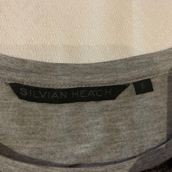 Grey Tshirt with Black Lace, Silvian Heach, Small - Picture 4 of 6